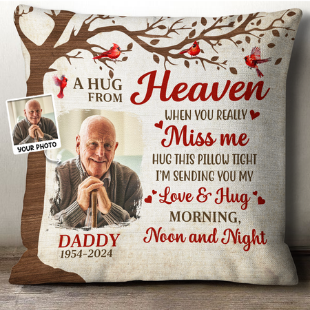 A Hug From Heaven - Personalized Photo Pillow - Gift For Memorial